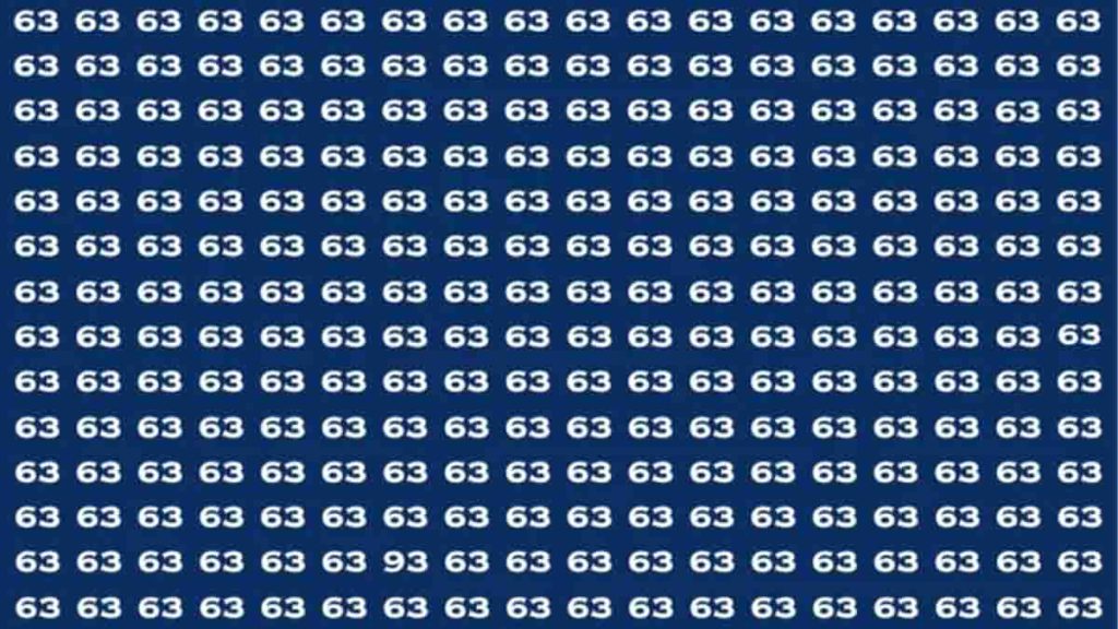 Défi visuel : Si vous avez une vision de 50/50, repérez le nombre 93 parmi la série de 63 en 12 secondes
