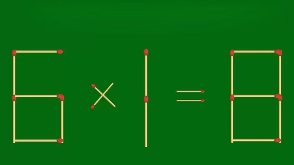 Casse-tête : comment réécrire et corriger l'équation d'allumettes 6x1=8 en retirant 1 allumette seulement ?